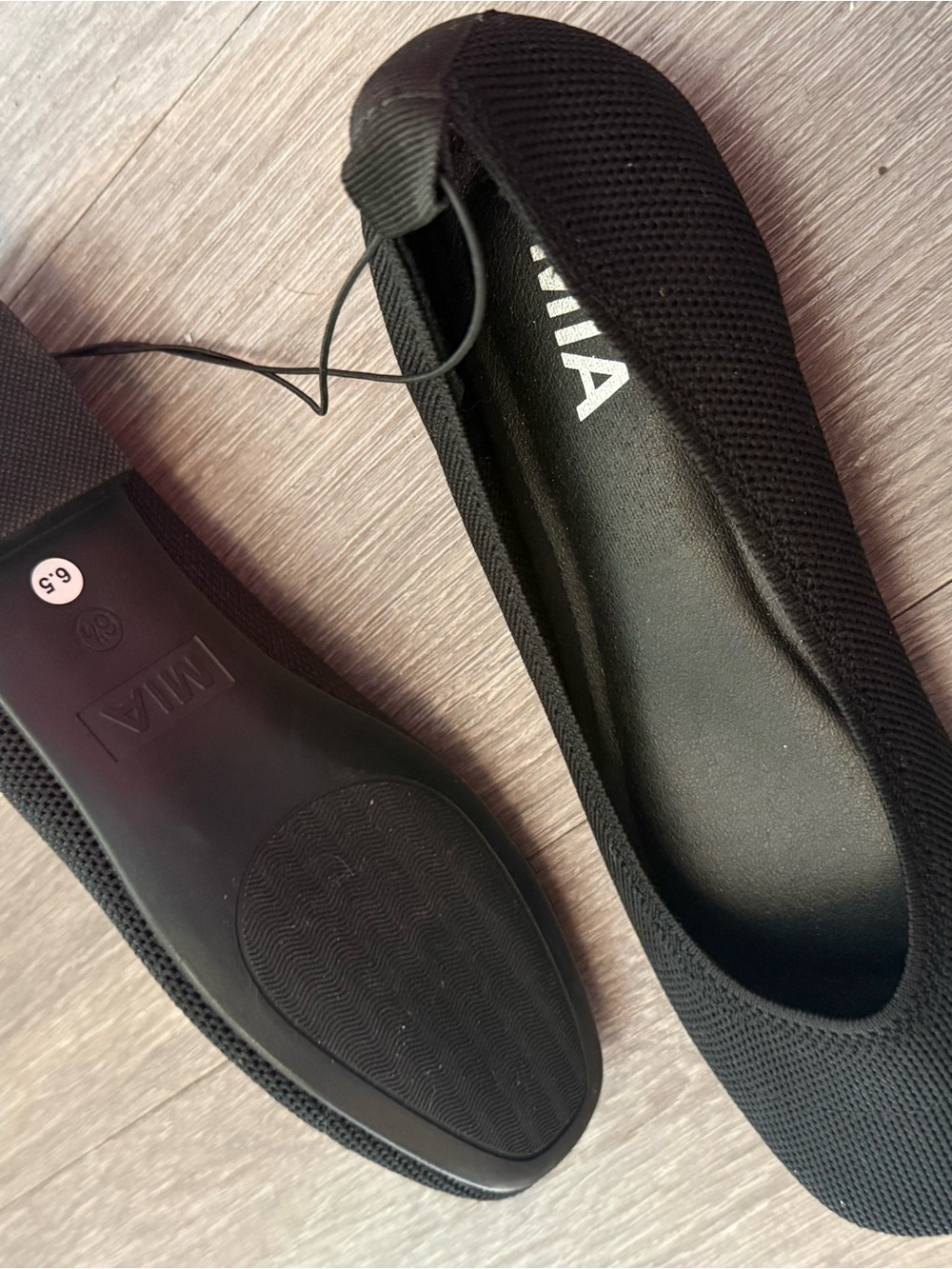 MIA Black Knit Slip-On Ballet Flats - Picture 2 of 3